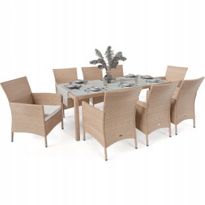 Duży Zestaw Mebli Ogrodowych Komplet Stół Ogrodowy z Krzesłami di volio